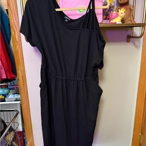 Torrid Black One Shoulder Dolman Sleeve Dress
